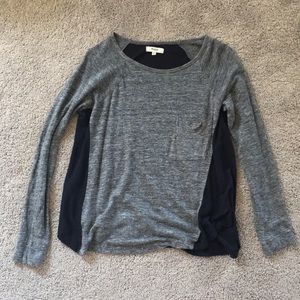 Madewell gray and navy color block top